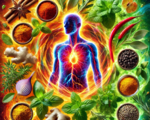 imagem fotorealista representando as 10 ervas e especiarias que turbinam o metabolismo.